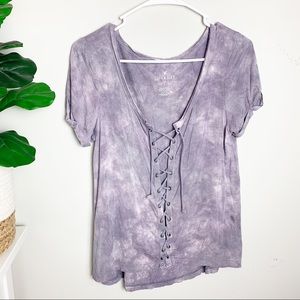 American Eagle Soft & Sexy Purple Lace Up Top